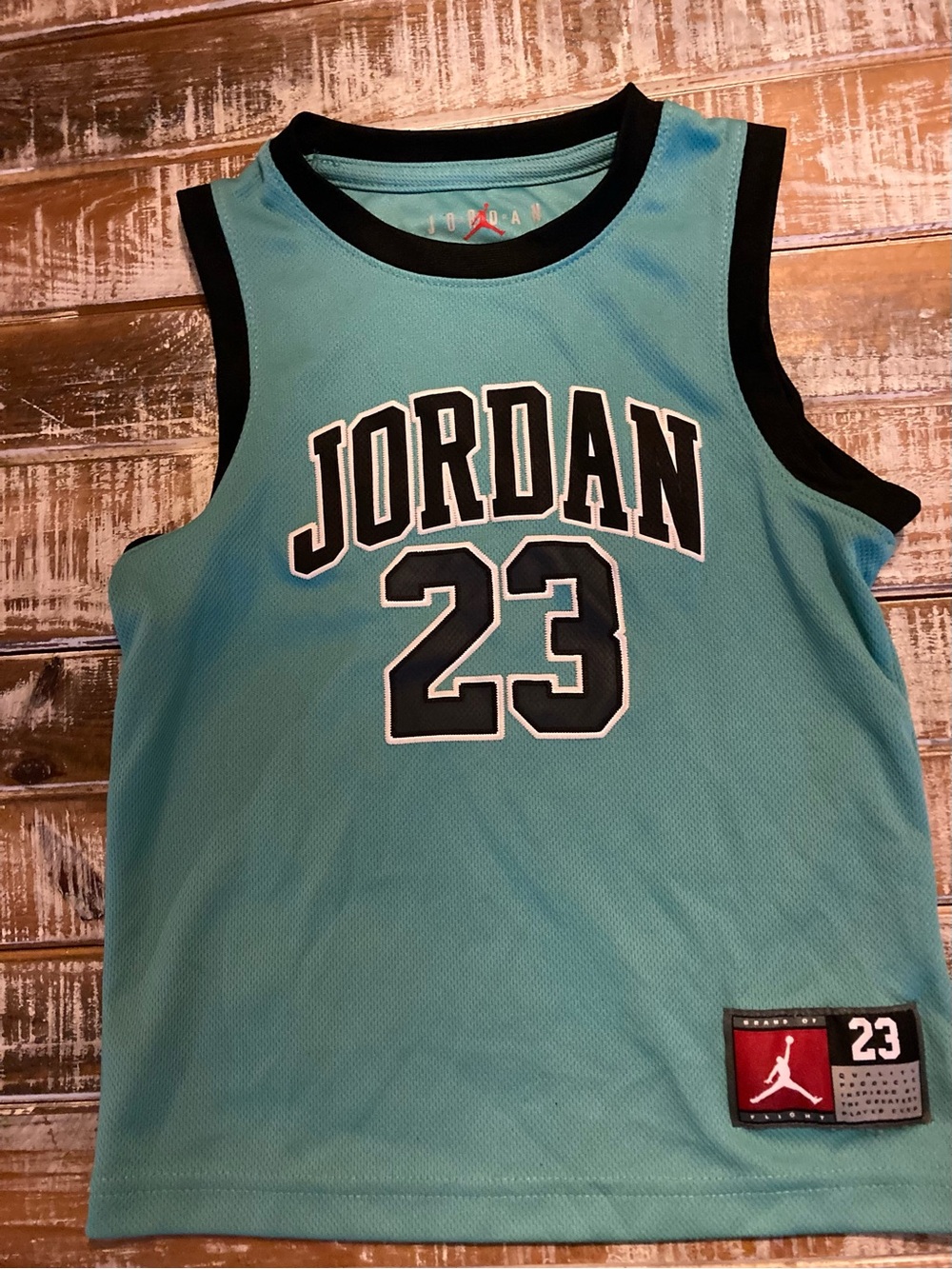 Jordan Aqua/Black Boys' Sleeveless Basketball Jersey